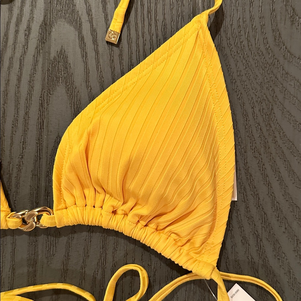 Michael Kors Yellow Ribbed String Bikini Set - Picture 4 of 11